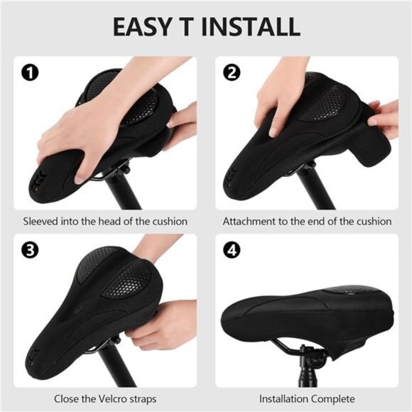 Gel bike seat cushion soft padded cover for peloton exercise road mountain bikes - Picture 6 of 7
